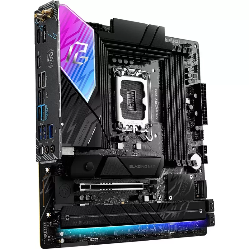 Placa-mãe ASRock B860M Lightning WiFi — Intel B860, LGA1851, microATX, DDR5, 4 DIMM, Wi‑Fi 6E, 2.5Gb LAN, Thunderbolt 4