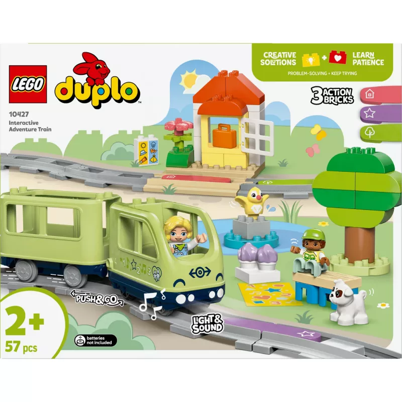 Conjunto de comboio de brincar LEGO DUPLO Aventuras interativas comboio 10427, 57 peças, 2 minifiguras, para crianças a partir dos 2 anos