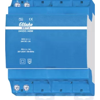 Fonte de alimentação para calha DIN Eltako SNT14-24V 48W 2A – 24 V DC, 48 W, 2 A saída, montagem em calha DIN