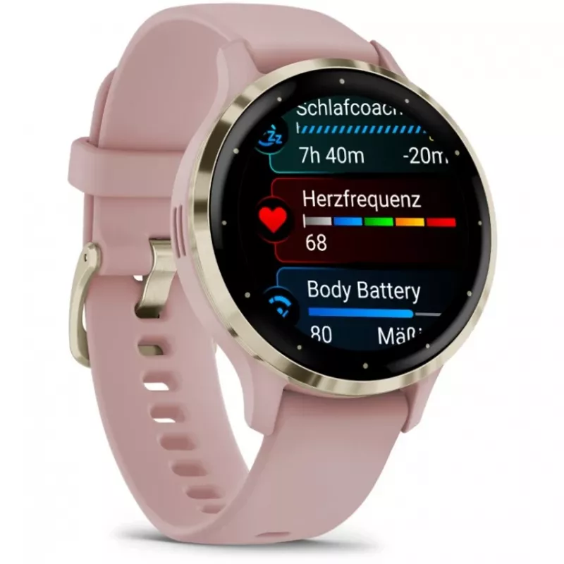 Garmin Venu 3S 3,05 cm (1,2) AMOLED 41 mm Digital 390 x 390 píxeis Ecrã tátil Dourado, Rosa Wi-Fi GPS (Satélite)