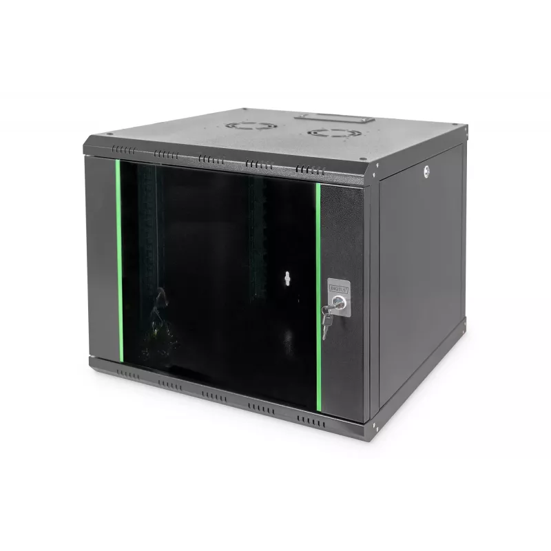 DIGITUS Professional Unique DN-19 09U-6/6-SW - armário - armário de rede - adequado para montagem na parede - preto, RAL 9005 - 9U - 48,3 cm (19) (DN-19 09U-6/6-SW)