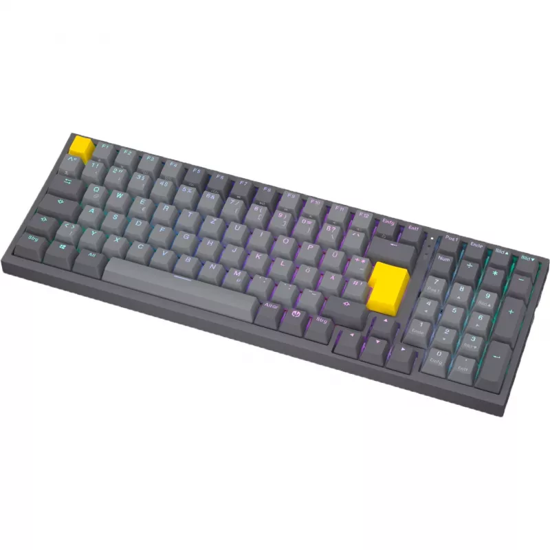 Celeris 1800, teclado gaming cinzento, layout DE, ENDORFY amarelo by Gateron