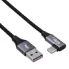 Cabo USB-C para USB-A angular Akyga AK-USB-58, 30 cm, 60 W, entrançado, preto
