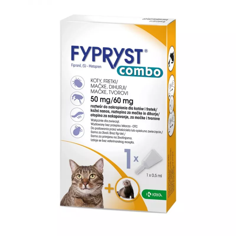 FYPRYST Combo 50/60mg - gotas contra pulgas e carraças para gatos – 1x0,5ml