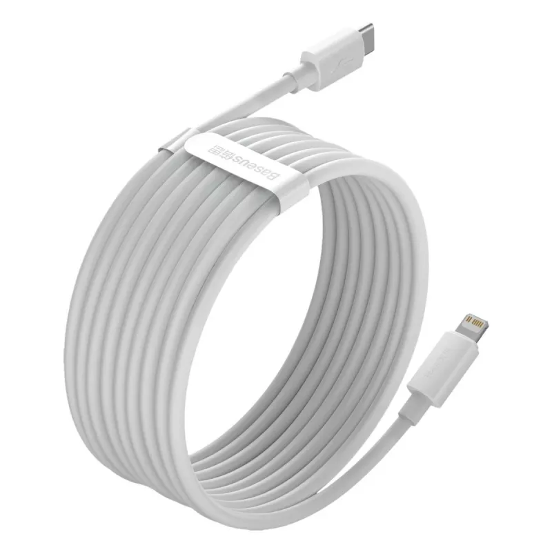Kit de cabos de dados Baseus Simple Wisdom USB-C para Lightning PD 20W (2 unid./conjunto) 1,5m branco