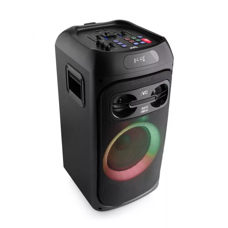 Altifalante de festa JVC XS-EP514B — altifalante portátil estéreo, 150W RMS, Bluetooth 5.0, TWS, bateria de 4000mAh, karaoke, FM, preto