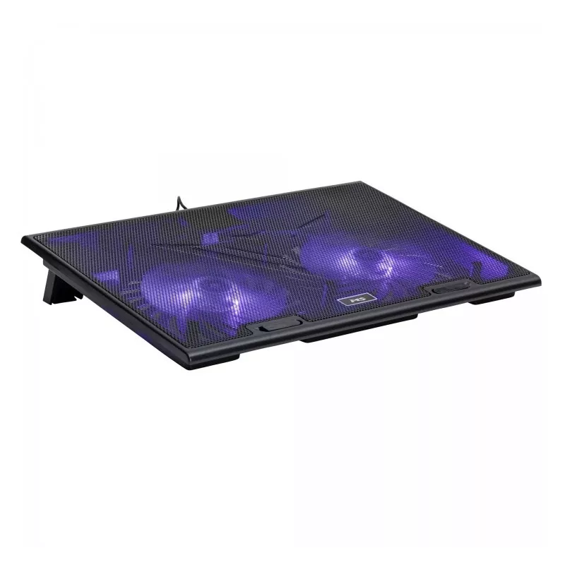 Base de arrefecimento MS D10 5 com iluminação LED preta, portas USB duplas