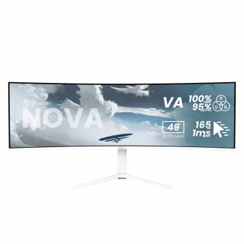 Monitor curvo Arozzi Nova 49 polegadas (124,5 cm) Dual QHD 5120×1440 LED VA, 32:9, 4 ms, hub USB, altifalantes, branco