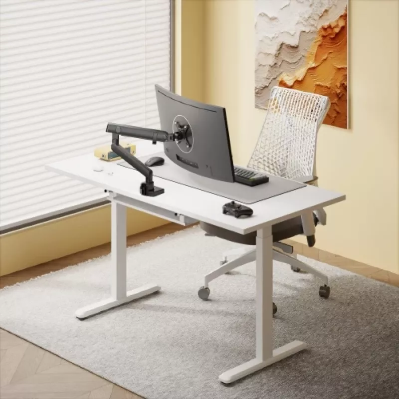 Mesa de altura ajustável Up Up Bjorn branca, tampo L branco