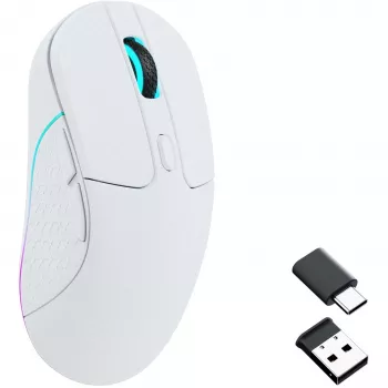 Rato gaming Keychron M3 destro RF sem fios + Bluetooth ótico 26000 DPI branco