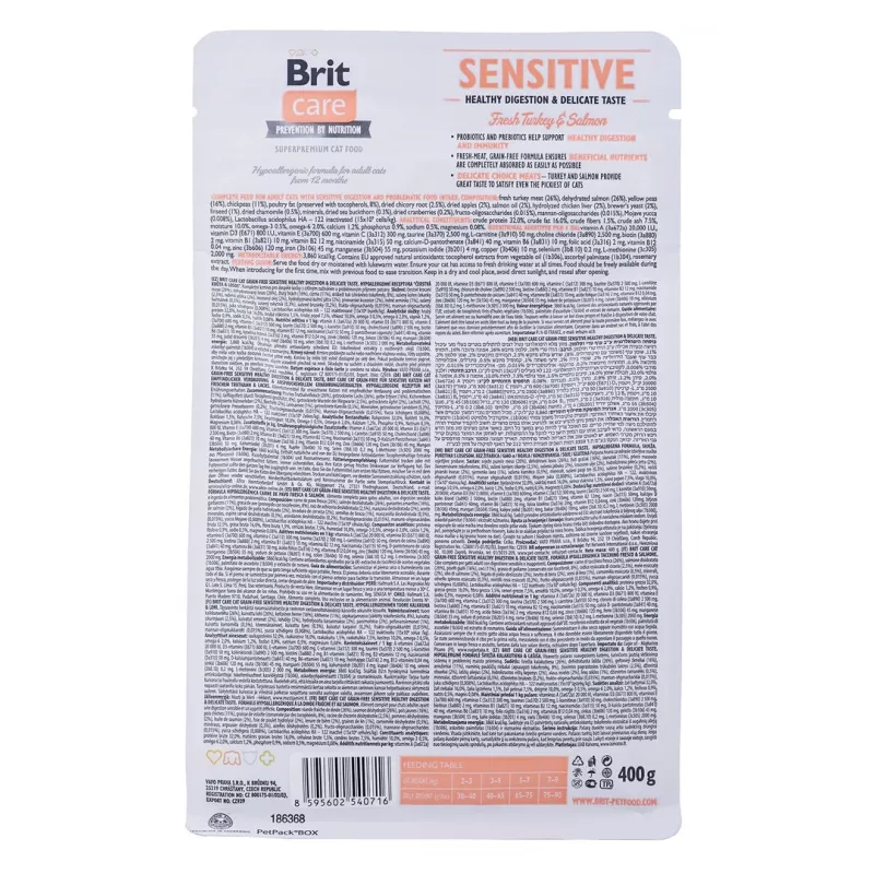 BRIT Care Grain-Free Sensitive peru e salmão - alimento seco para gatos - 400 g