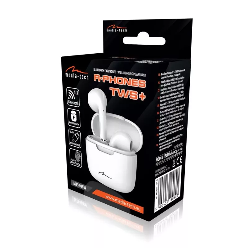 Auscultadores Media-Tech MT3608W R-Phones TWS+ brancos
