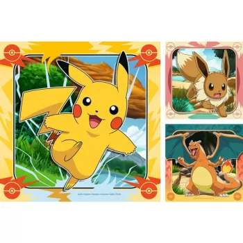 Puzzle Ravensburger Pikachu, Charizard e Eevee — 147 peças, a partir dos 5 anos, 210 × ? mm
