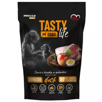 BIOFEED Tasty Dogs Life Junior pato - comida húmida para cães - 150 g