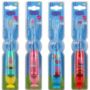 Conjunto de escovas de dentes intermitentes Peppa Pig com ventosa, 4 unid., cores sortidas