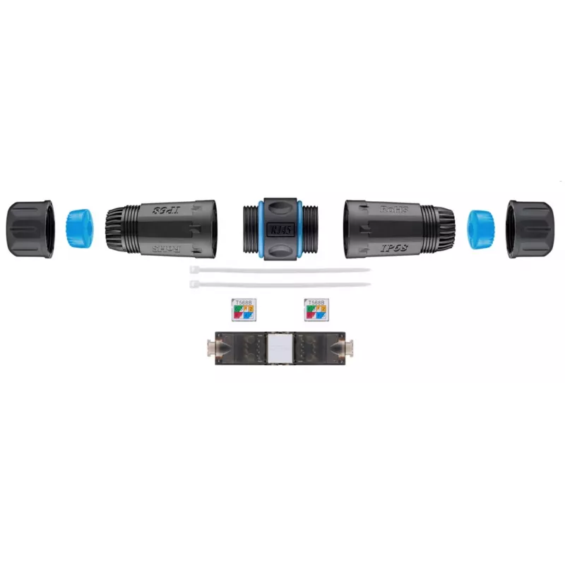 Goobay Outdoor (IP68) conector de cabo de rede, CAT 6A não blindado, UTP – à prova de pó e água, régua de terminais para montagem LSA (sem ferramentas) (44416)