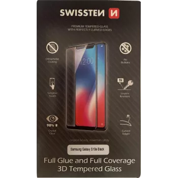 Película de proteção de ecrã SWISSTEN 3D vidro cola total para Samsung Galaxy S10e (modelo G970) – preto
