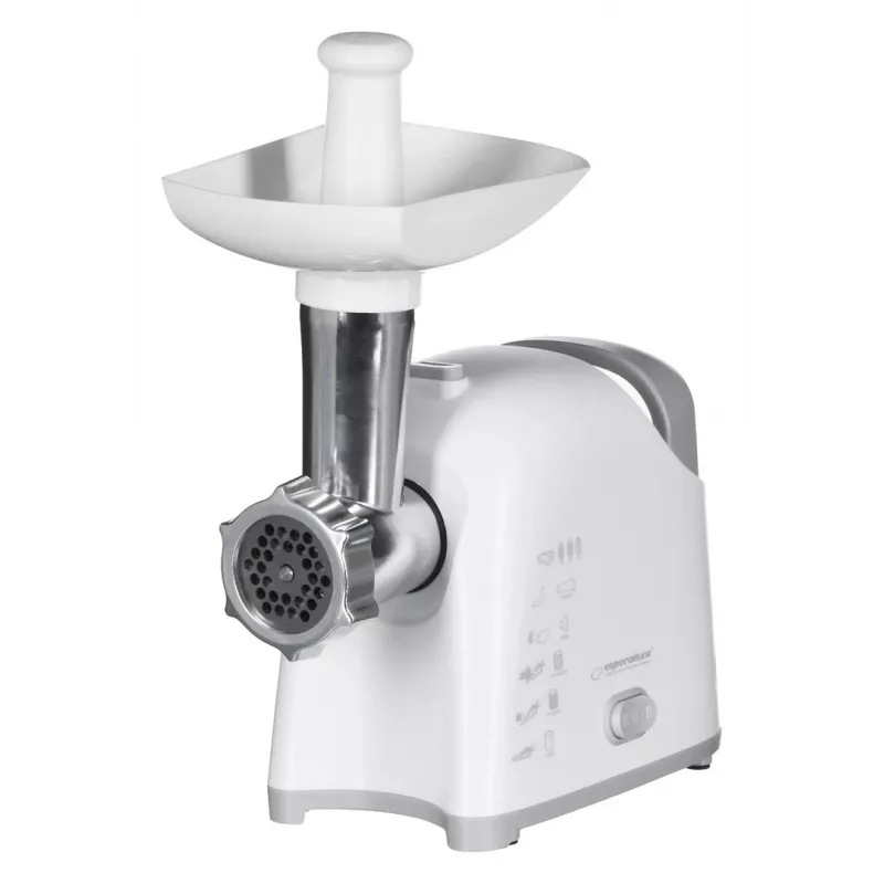 Picadora de carne ESPERANZA EKM033, 2200 W, branco, lâmina de aço inoxidável, marcha atrás, acessório para salsichas, acessório kebbe