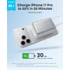 Powerbank Anker A1638 10000 mAh, 45 W de potência total de saída, branco, cabo USB-C retrátil integrado