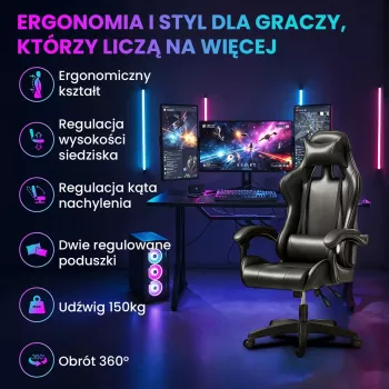 Extralink Gaming | Cadeira de gaming | Escritório, giratória, assento concha, preto, G-524