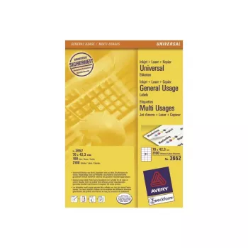 Avery - etiquetas - branco - 42,3 x 70 mm, 2100 etiquetas (100 folhas x 21) (3652)