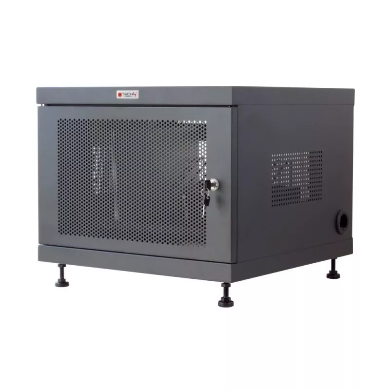 Prateleira de rack TECHLY 367652 organizador de cabos com fixação adesiva 3M, aço, 550×550×410 mm, preto