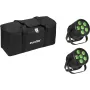 Projetor LED Par EUROLITE Silent Par 6 QCL Floor conjunto com 2 unidades e bolsa macia