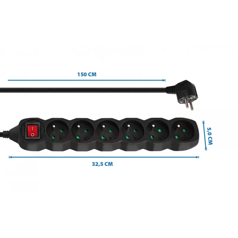 Extensão de energia Esperanza ELK217K 1,5 m 6 tomada(s) AC interior preto