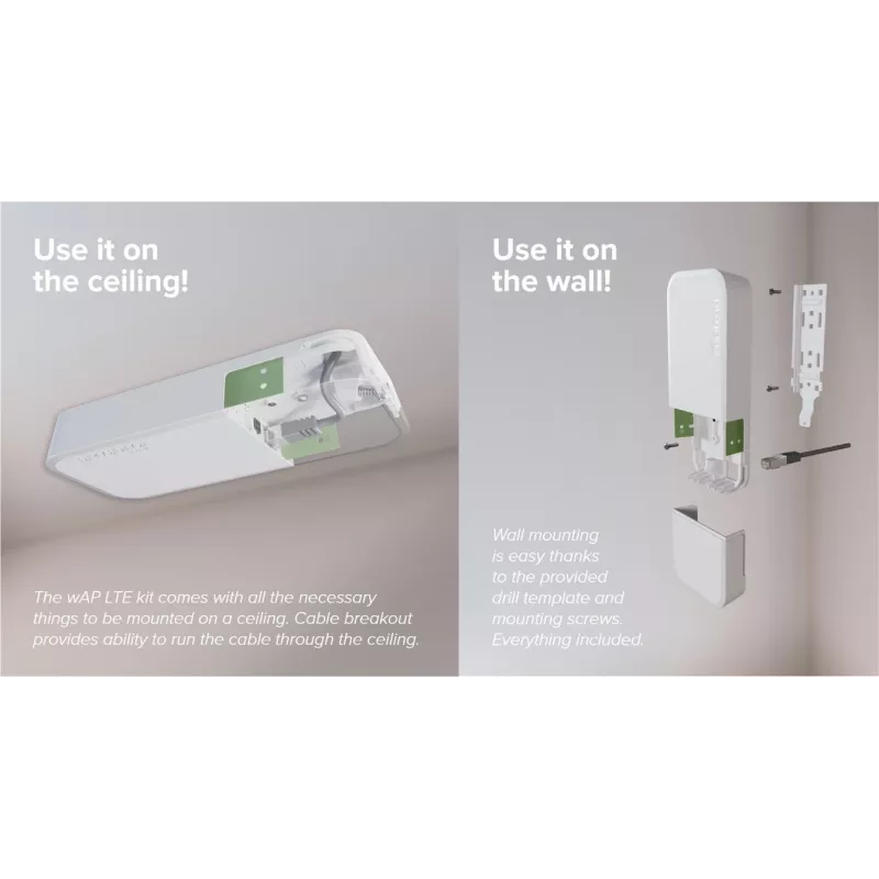 Ponto de acesso sem fios MikroTik wAP LTE kit 2024 — 2,4 GHz, 300 Mbps, IP54, PoE, ranhura SIM