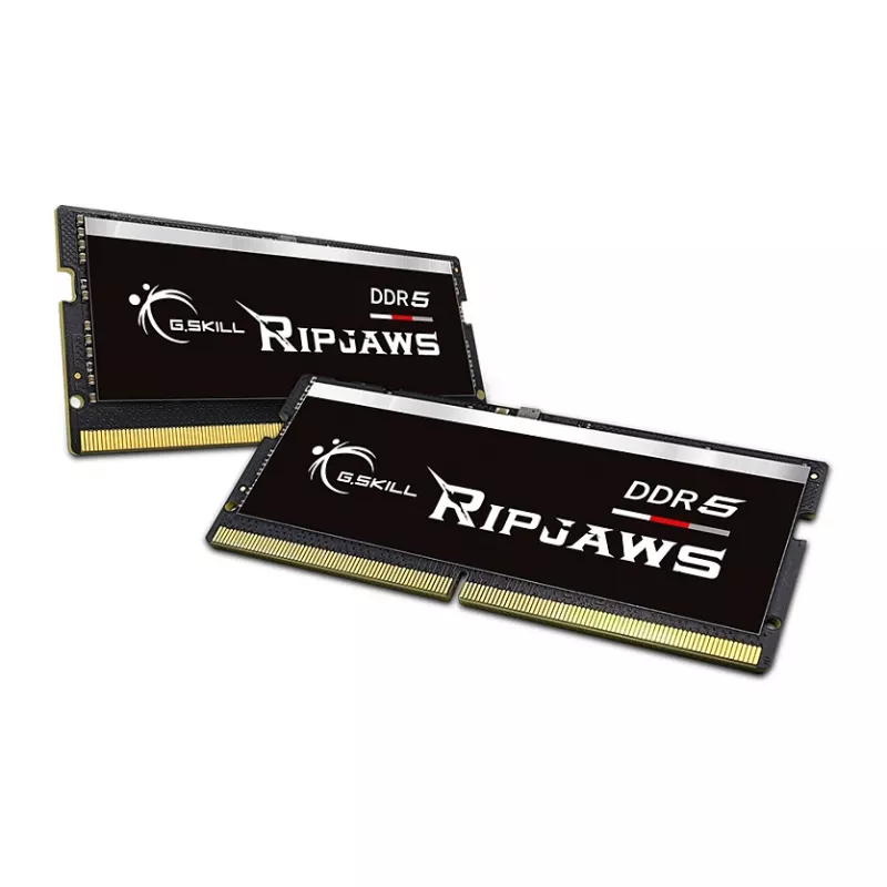 SO-DIMM 64 GB DDR5-5600 (2x 32 GB) kit duplo, memória RAM preta, F5-5600S4645A32GX2-RS, Ripjaws, INTEL XMP