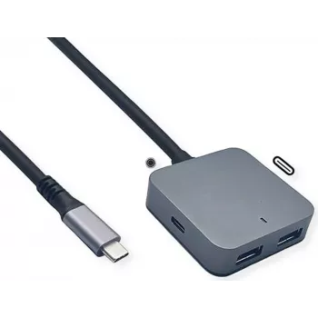 Hub USB VALUE 12.99.1126 – USB 3.2 Gen 2 (host Type-C) 4 portas (2×A + 2×C) 10000 Mbit/s, preto