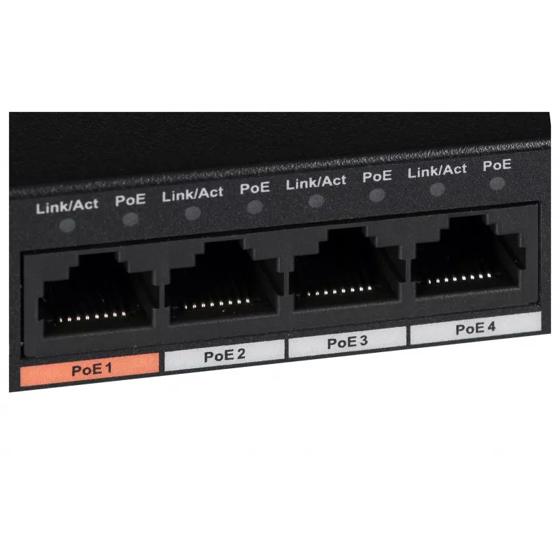Dahua Technology PFS3006-4ET-60 Unmanaged L2 Fast Ethernet (10/100) Power over Ethernet (PoE) preto
