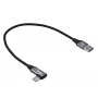 Cabo USB-C para USB-A angular Akyga AK-USB-58, 30 cm, 60 W, entrançado, preto