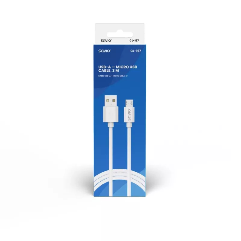 Cabo Savio USB 2.0 USB A - Micro USB branco CL-167 3 m