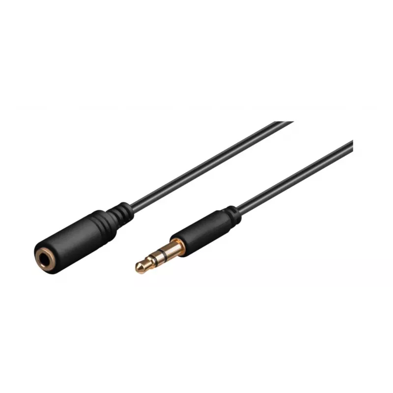 Cabo de extensão jack 3,5 mm Wentronic Goobay, preto, 5 m - ficha jack 3,5 mm (3 polos, estéreo) > conector fêmea jack 3,5 mm (3 polos, estéreo) (97122)