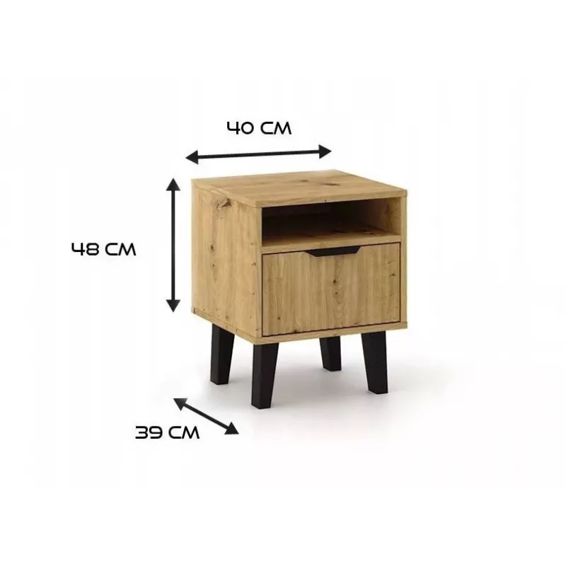 Mesa de cabeceira SCANDI 1S fino carvalho ARTISAN