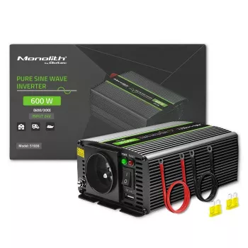 Adaptador/inversor de alimentação para automóvel Qoltec Monolith 600 W preto