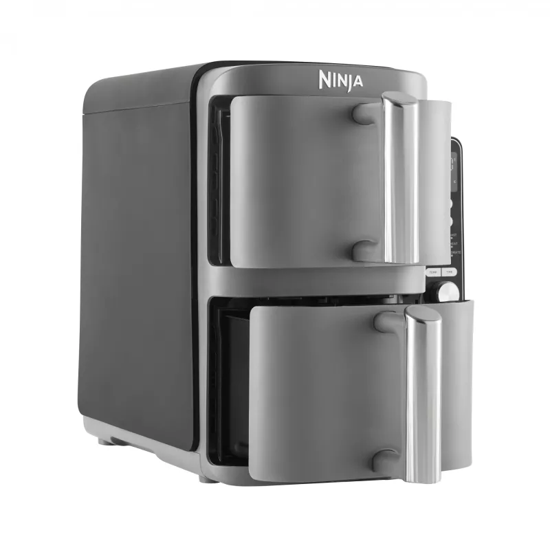 Ninja SL400EU Fritadeira dupla 9,5 L 2470 W fritadeira de ar quente preta, cinzenta