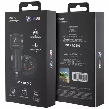 Carregador de automóvel 20W PD-QC 3.0 carregamento rápido preto