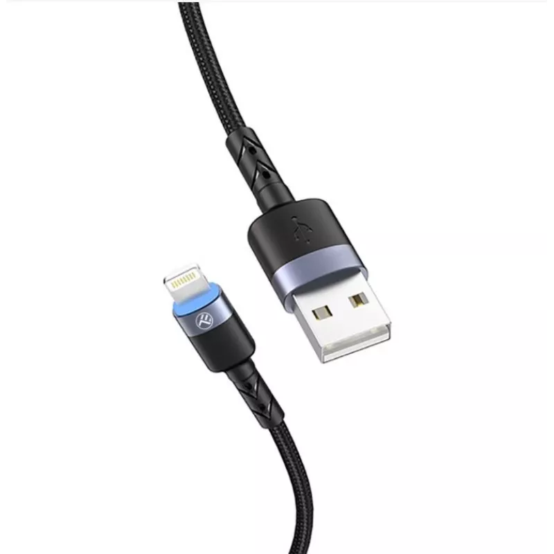 Cabo de dados USB para Lightning Tellur 1,2 m nylon entrançado preto