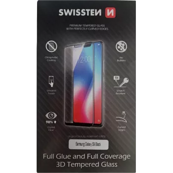 Película de proteção de ecrã SWISSTEN 3D vidro cola total para Samsung Galaxy S9, preto