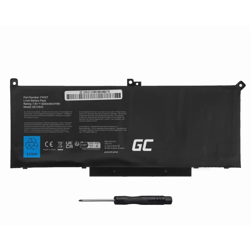 Bateria para portátil F3YGT 7,6V 6200mAh para Dell Latitude 7280 7290 7380 7490