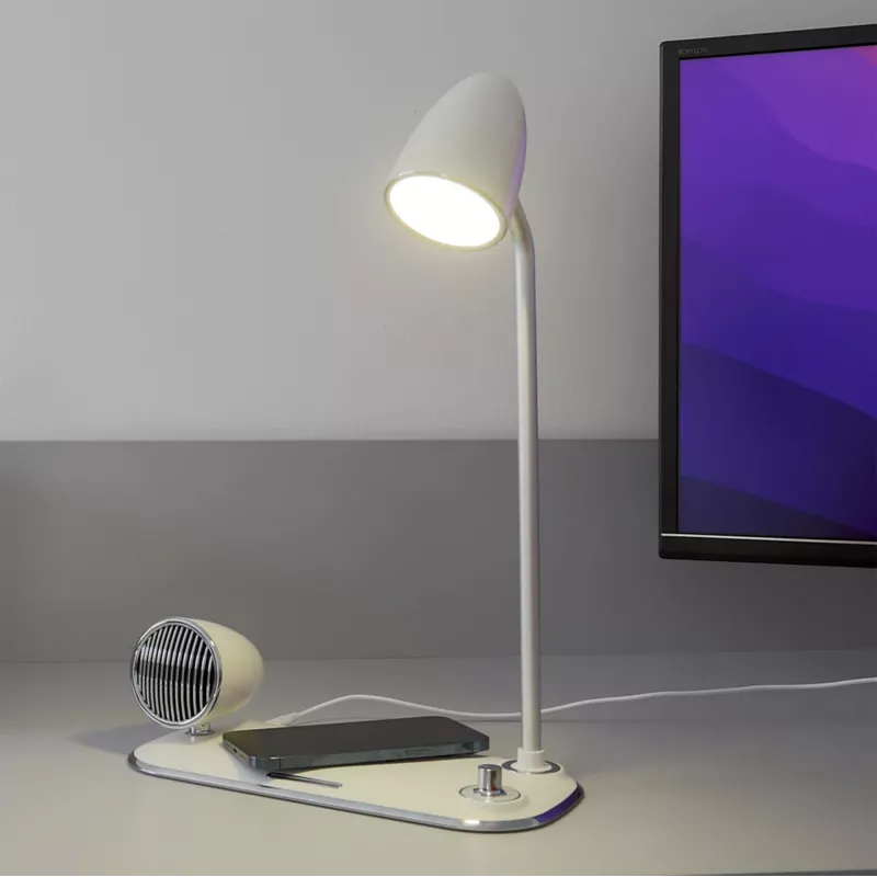 Carregador de secretária sem fios Tellur TLL151371 com altifalante Bluetooth e candeeiro de secretária