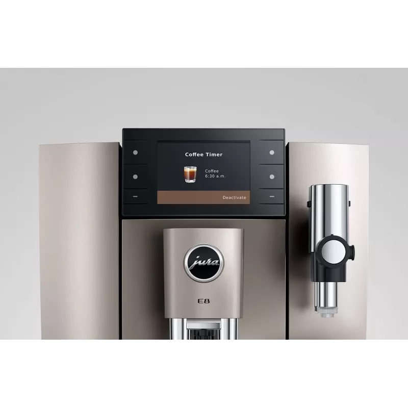 Máquina de café expresso JURA E8 automática 1,9 l prateado – 15 bar, ecrã de 3,5 polegadas, moinho, espumador de leite