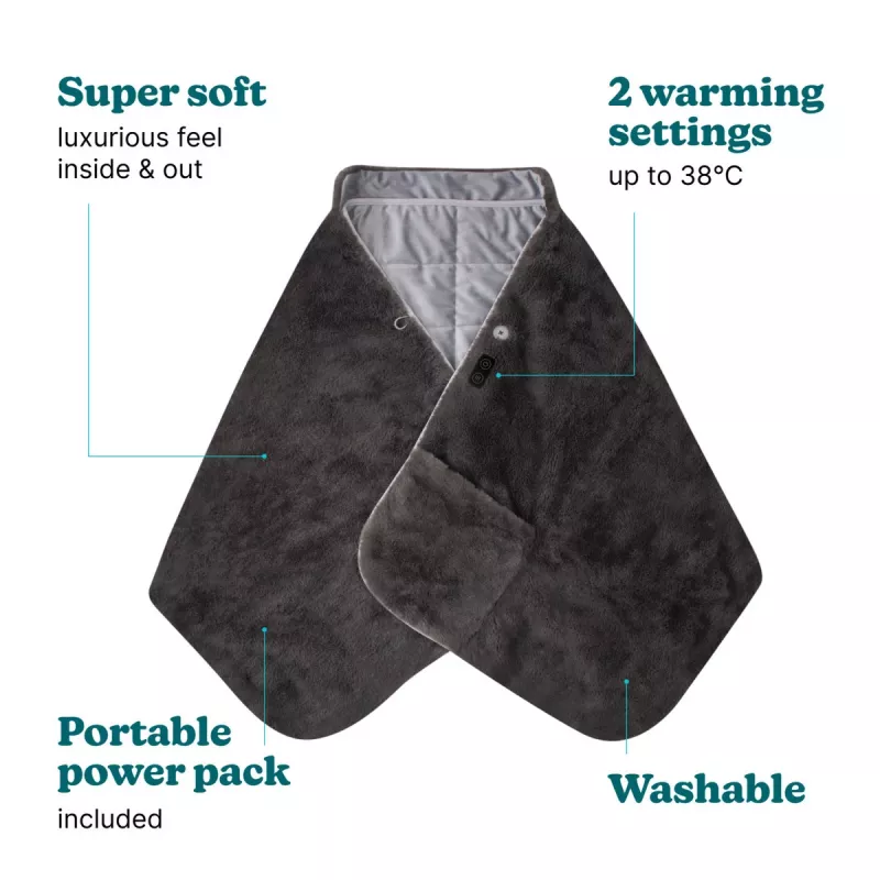 Manta térmica sem fios HoMedics HCM-SWL100 — manta térmica portátil recarregável para ombros e costas