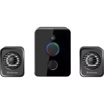Altifalantes para computador 2.1 DEFENDER V12 11W RMS USB, 3,5 mm, woofer, preto, 223×115×130 mm