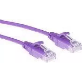 Cabo de rede patch Slimline para centro de dados ACT lilás 1,5 m LSZH U/UTP CAT6 sem patilhas com fichas RJ45