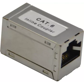 Acoplamento Keystone helos 307454 — blindado, CAT6 RJ45 conector fêmea para conector fêmea, acabamento prateado