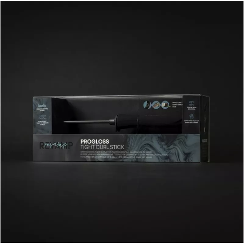 Revamp TO-1100-EU Progloss modelador de caracóis em vareta, cilindro de cerâmica de 10 mm, 120–210 °C, preto