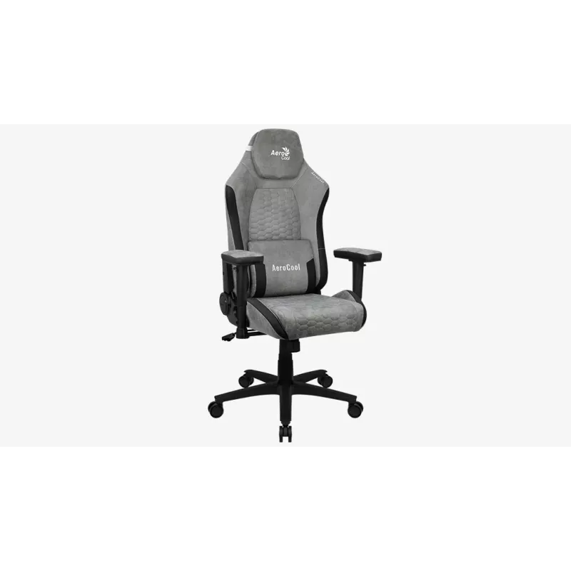 Cadeira gaming universal Aerocool Crown AeroSuede com assento acolchoado, cinzento pedra